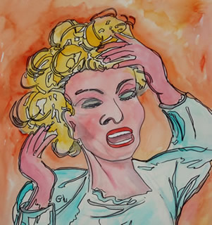 Art - Painting - Bad Hair Day Portrait